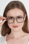 Henry Unisex Women's Men's Black Blue Light Protection Blue Block Square Optical Compatible Transparent Glasses - 2