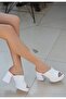 Mokashopin Diar White Skin Heeled Slippers - 2