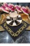Chain embroidery detailed coffee side, cocktail and presentation napkin 1 piece - 3