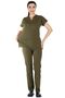 Khaki Lycra Thick Fabric Scrubs Doctor Nurse Jersey Bat Sleeve Surgical Suit - 4