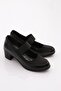 23061 Women's Single Stripe Heeled Shoes Black Crocodile - 2