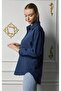 Long Sleeve Cationic Linen Shirt -Buluzwith Buttons and Collar - 2