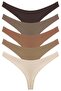 Women's Cotton and Stretch Ribbed Knit Bodysuit Thong Panties 5-Pack-2 - 2