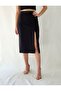 Women's Deep Slit Midi Size Woven Skirt - 2