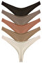 Women's Cotton and Stretch Ribbed Knit Bodysuit Thong Panties 5-Pack-2