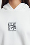 Ekru Oversize/Geniş Kalıp Nakışlı Kalın İçi Polarlı Örme Sweatshirt TWOAW25SW00070 - 4