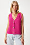 Women's Pink V-Neck Knit Vest YY00221 - 2