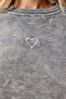 Women's Anthracite Washed Heart Embroidered Knitted Sweatshirt Nj00158 - 3