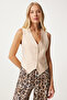 Women's Cream V-Neck Stylish Ayrobin Vest To00067 - 4