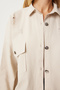 Women's Cream Pocket Oversize Gabardine Shirt Jacket Dx00017 - 5
