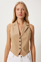 Women's Biscuit Shawl Collar Woven Vest Lv00002 - 3