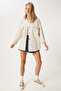Women's Cream Pocket Oversize Gabardine Shirt Jacket Dx00017 - 3