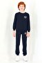 Crew Neck Long Sleeve Keep On Rıng Printed Navy Blue Color Boy's Tracksuit Set