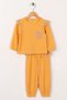 Crew Neck Long Sleeve Pocket Mustard Color Girl's Tracksuit Set