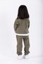 Crew Neck Long Sleeve Teddy Bear Emblem Embellished Waist Elasticized Khaki Color Girls' Tracksuit Set - 4
