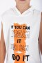 Boy's Ecru T-Shirt - Printed, Hooded and Zero Sleeve - 6