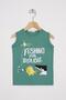 Fishing for Trouble Text Printed Cagla Green Color Boys' T-Shirt