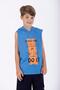 Boy's Blue Printed Hooded T-Shirt - 3