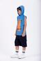 Boy's Blue Printed Hooded T-Shirt