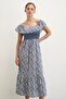 Blue Maxi Dress - Waist Elastic - 3