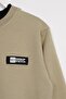 Khaki Color Boys' Sweatshirt with Camisole Detail on the Collar - 2