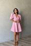 PinK Short Dress - Gingham Collar Detail - 4