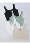 Women's Black White Beige Green 4-Piece Strappy Crop Blouse - 2