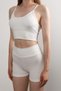 Women's High Waist Ecru Mini Shorts Boxer & Padded Strap Bustier Sports Set 3080 - 6