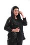 فستان سهرة أسود مزين بالترتر مع قلنسوة مطاطية وسترة مبطنة مقاس كبير 3110 - 4