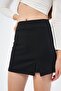 Women's Shorts Skirt with Front Slit - Black - 3