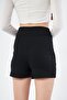 Women's Shorts Skirt with Front Slit - Black - 4