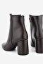 Women's Brown Genuine Leather Ankle Boots with Thick Heels, Size 36-41 - 4