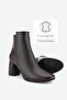 Women's Brown Genuine Leather Ankle Boots with Thick Heels, Size 36-41 - 3