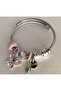 Steel Bracelet with Butterfly and Love Charm - 4