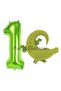 Safari Crocodile Balloon 1 Year Old Birthday Balloon Set Safari Concept Crocodile Balloon and Green Color Number Balloon