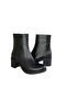 Women's Heeled Leather Boots - Black - 4