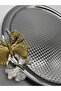 2-Piece Butterfly Round Silver Tea and Coffee Presentation Tray, Decorative Serving Tray 22cm for One Person - 7