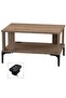 Modern Coffee Table w/ USB Port & Storage - Truffle Davos Oak for Living Room/Office