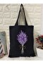Black Canvas Thick Lavender Design Lavender, Tote Bag, Cloth Bag, Canvas Bag, Shopper Bag - 4