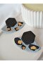 Polymer Clay Apparatus Earrings with Black Stone Effect and Leopard Pattern - Gold Detail - 2