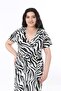 Black Zebra Pattern Double Breasted Collar Ruffle Detailed Plus Size Dress - 8