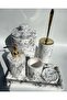 Black and White Patterned Bathroom Set - 5