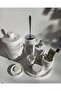 Marble Look Bathroom Set Trash Can, Toilet Brush, Tray, Soap Dish, Cotton Holder, Faucet Holder - 3