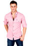 Men's Pink Lycra Snap Fastener Double Pocket Shirt with Stitching Detail 2300419 - 5