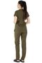 Khaki Lycra Thick Fabric Scrubs Doctor Nurse Jersey Bat Sleeve Surgical Suit - 6