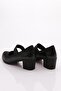 23061 Women's Single Stripe Heeled Shoes Black Crocodile - 3