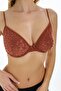 Women's Brown Tulle Velvet Leopard Patterned Underwire Bra 4880047-Terra - 3
