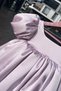 Balloon Sleeve Square Collar Girls' Baby Satin Lilac Dress - 6