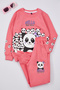 Fuşya Pamuklu Panda Baskılı Örme Kız Çocuk Sweatshirt ve Eşofman Alt-Üst Takım TKDAW25AU00077 - 2