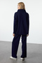 Navy Blue Zippered Stand Collar Knitwear Bottom-Top Suit Twoaw25Au00025 - 5